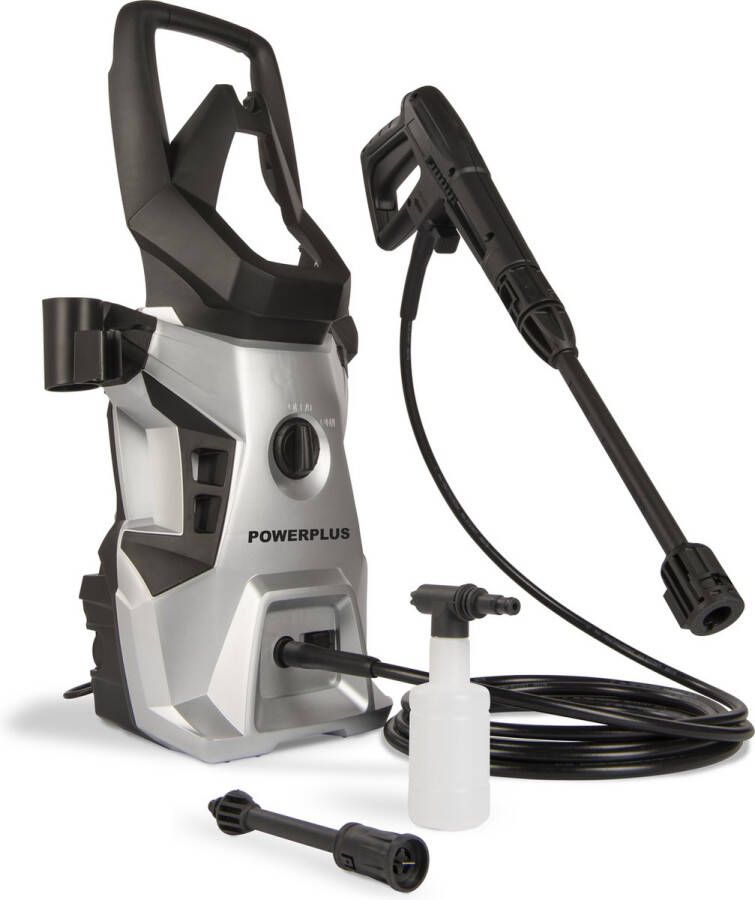Powerplus Elektrische Hogedrukreiniger POWXG90408 1800W Terrasreiniger start stop functie max. druk van 140 bar en temperatuur van 50 °C 5m slang en accessoires inbegrepen