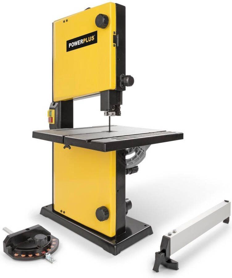 Powerplus elektrische lintzaag POWX1800 350W zaagmachine 302x313mm tafel parallelgeleider & hoekgeleider met 1 acc