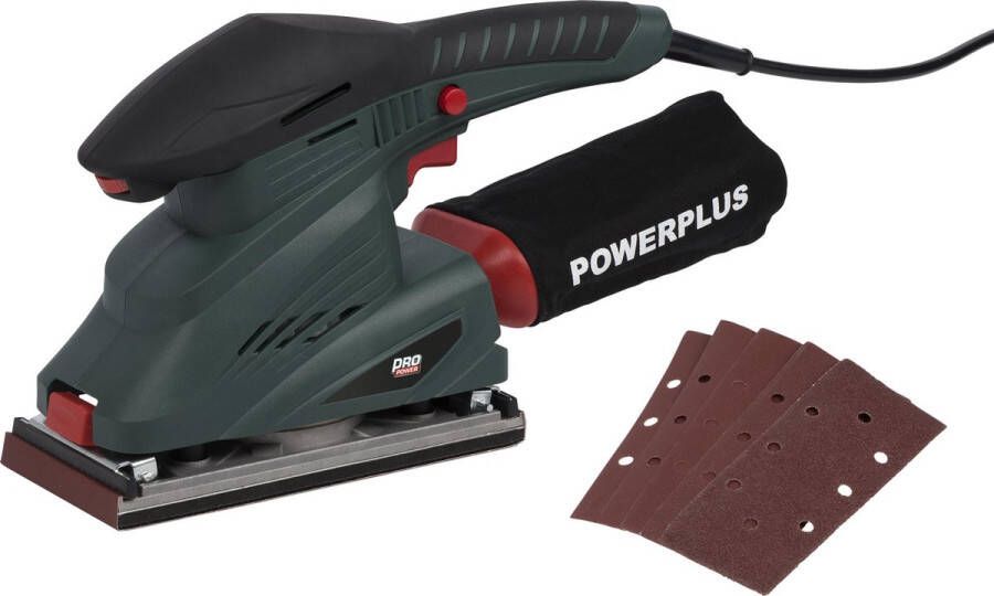 Powerplus elektrische vlakschuurmachine POWE40010 250W schuurpapier 187 x 90 mm 11000min-1 met 5 acc