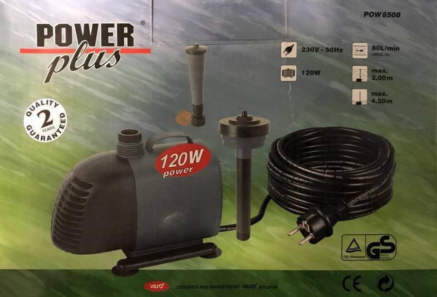 Powerplus Fontein Vijverpomp PROMO 120 Watt 4800L H met hulpstukken