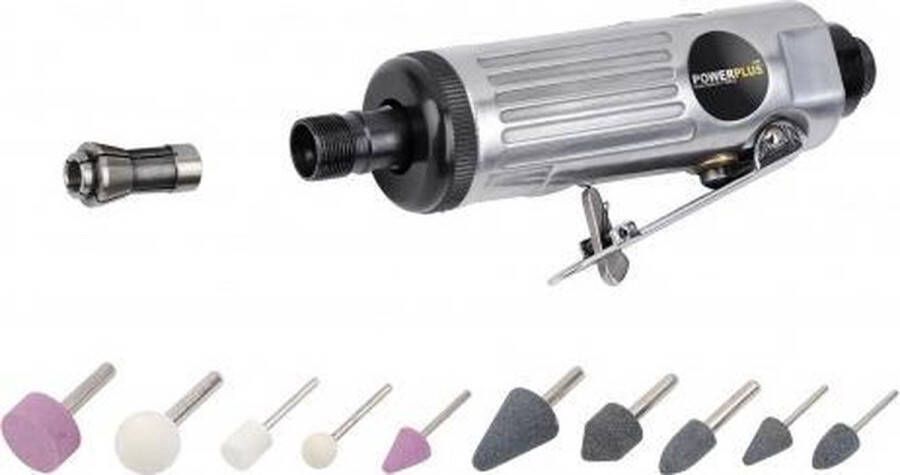 Powerplus POWAIR0011 Pneumatisch stiftslijperset Max. druk: 6.3bar Incl. Opbergkoffer en 15 accessoires