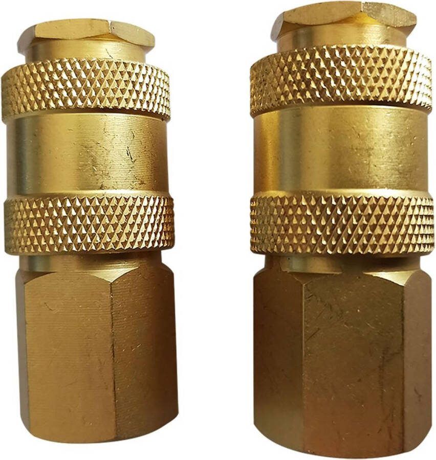 Powerplus POWAIR0255 Compressor koppelingen Universele vrouwelijke buitendraad Vrouwelijke schroefdraad 1 4 2stuks Koper Rubber greep