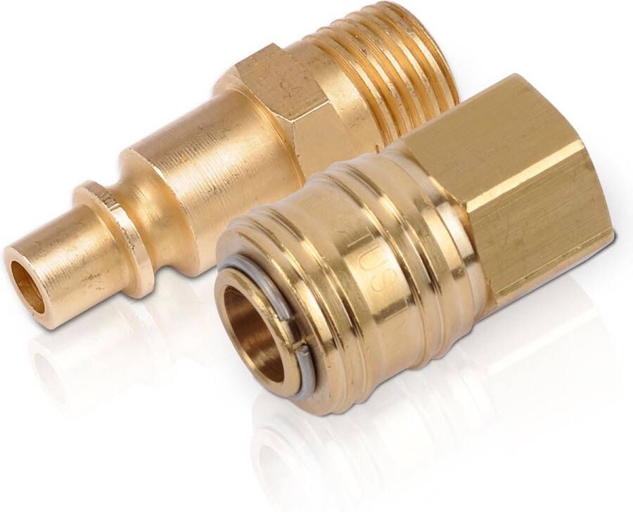 Powerplus POWAIR0261 Compressor koppelingen Verloopstuk vrouwelijk Orion naar Euro koppeling 2stuks Koper