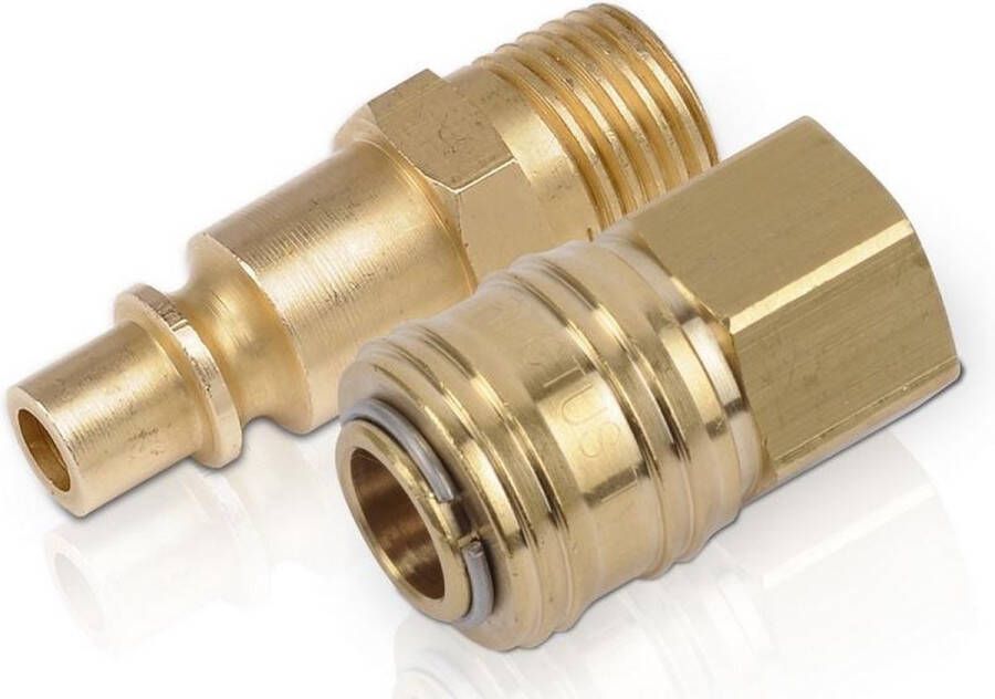 Powerplus POWAIR0261 Compressor koppelingen Verloopstuk vrouwelijk Orion naar Euro koppeling 2stuks Koper