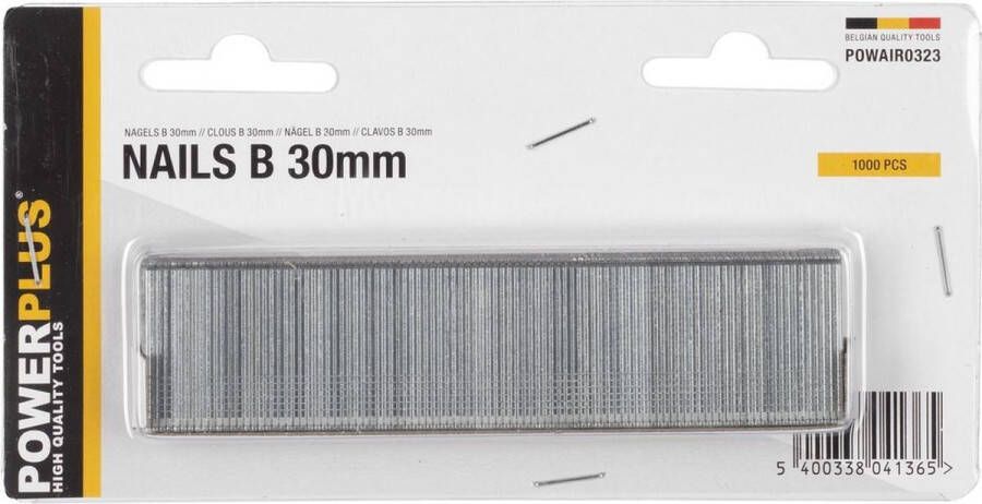 Powerplus POWAIR0323 Spijkers Voor nietmachine tacker Type B 30mm 1000stuks