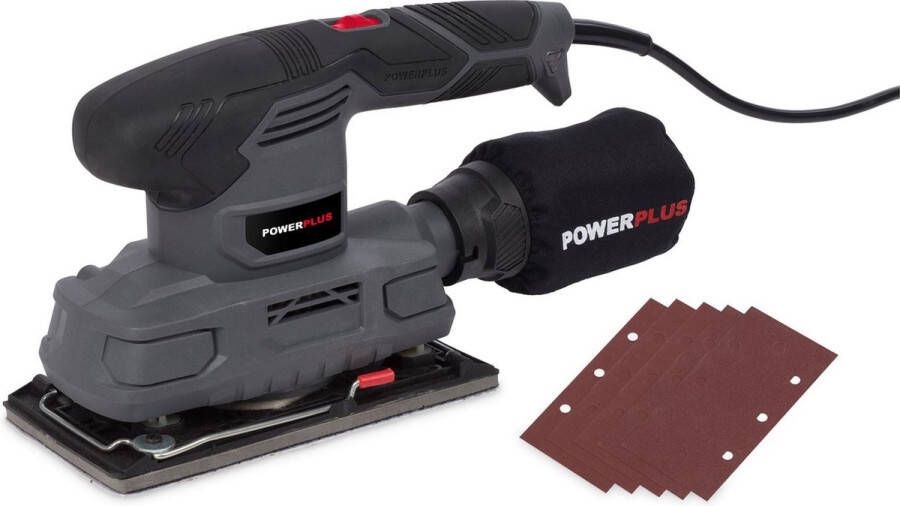 Powerplus POWE40010 Vlakschuurmachine 180W 93 x 187mm Incl. stofafzuigbox en 5 stuks schuurpapier