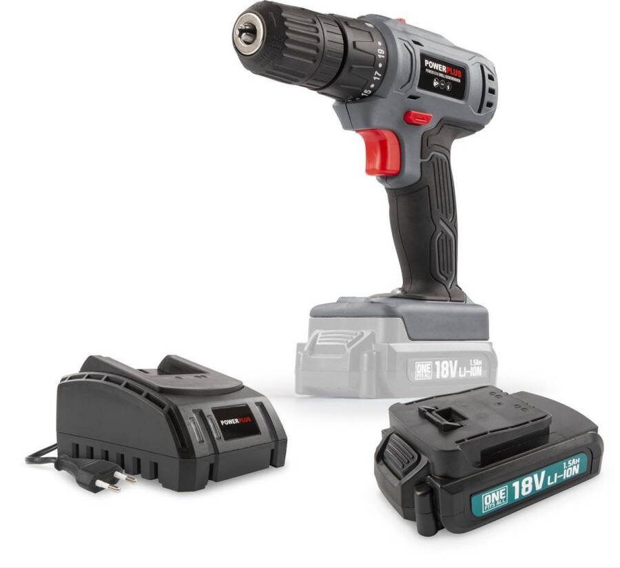 Powerplus POWEBCDS1 Schroefboormachine 18V max. Ã˜10 mm -inclu. batterij & lader