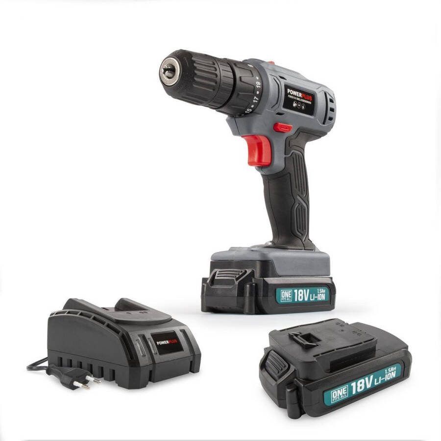 Powerplus POWEBCDS2 Schroefboormachine 18V- inclu. 2x Batt.18V 1.5Ah+lader