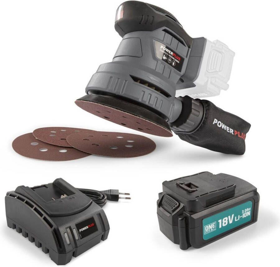 Powerplus POWEBESS3 Excentrische schuurmachine 18V+BATT. 3.0AH+Lader