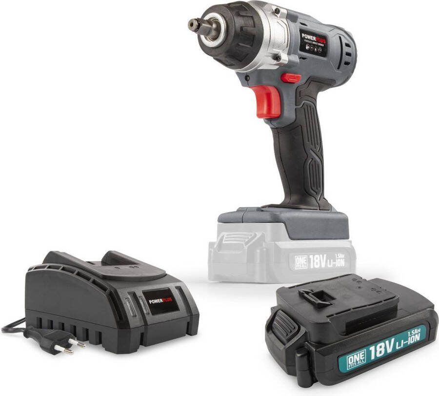 Powerplus POWEBIWS1 Slagmoersleutel 18V + Batterij 18V 1.5Ah + Lader
