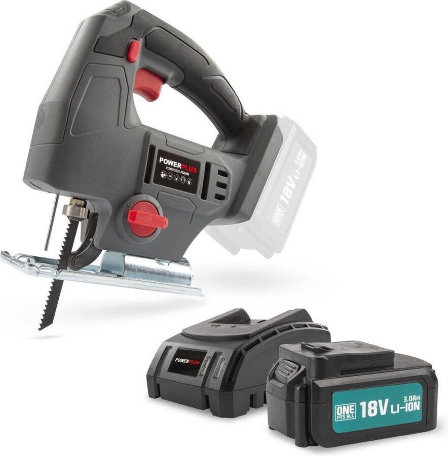 Powerplus POWEBJSS2 Decoupeerzaag 18V incl. 2 batteries 18V 1.5Ah and charger 1 acc.