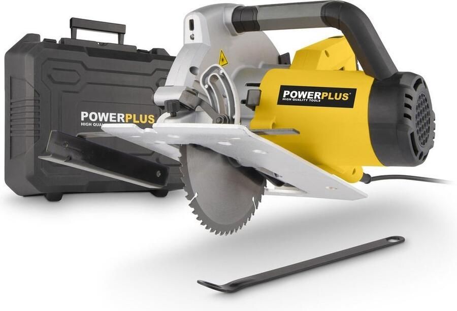 Powerplus POWX0550 Elektrische cirkelzaag 1800W zaagblad 210mm Incl. parallelgeleider stofafzuigingaansluiting laser en 60T cirkelzaagblad hout