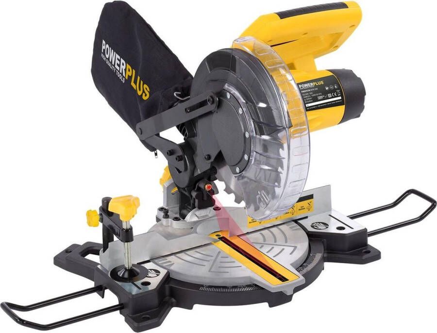 Powerplus POWX075700 Afkort- en verstekzaag Zaag 1500W 210mm zaagblad Incl. 24 tanden zaagblad voor hout laser en zijsteunen en stofzuigeraansluiting