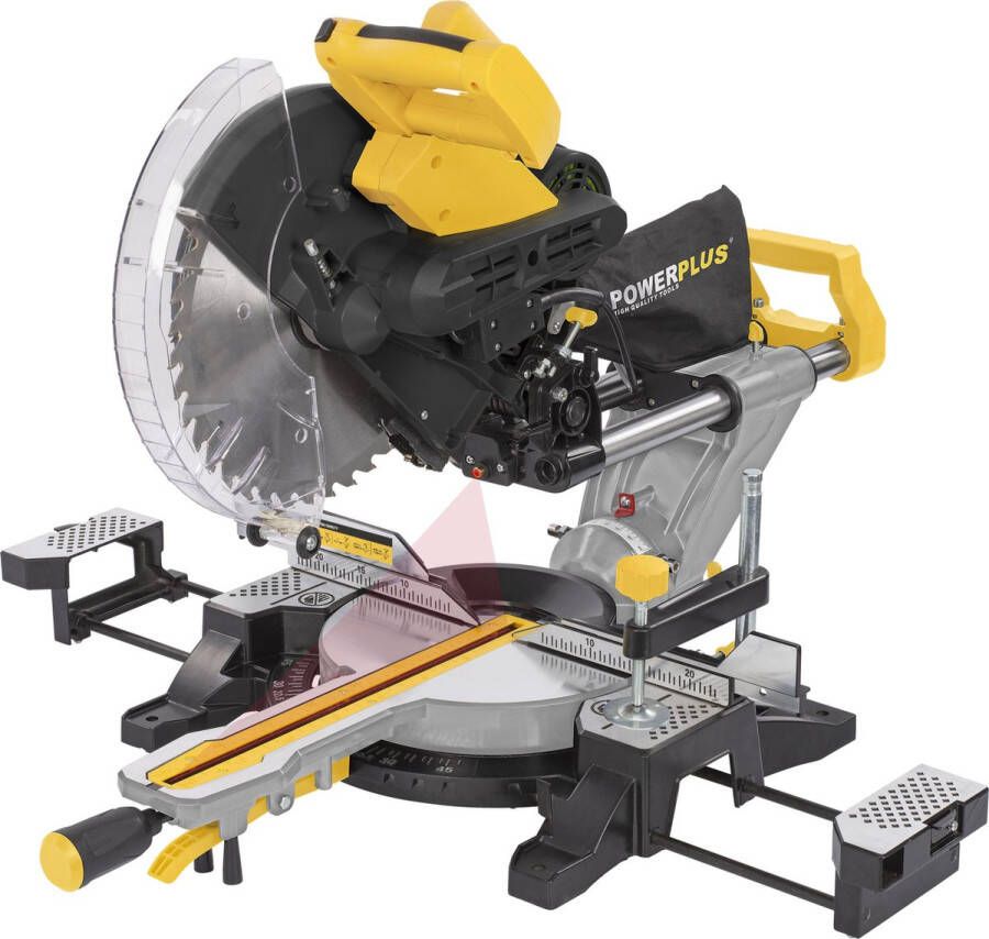 Powerplus elektrische verstekzaag POWX075751DB 2000W telescopische zaag Ø305mm recht & verstek tweezijdig laser met 2 acc