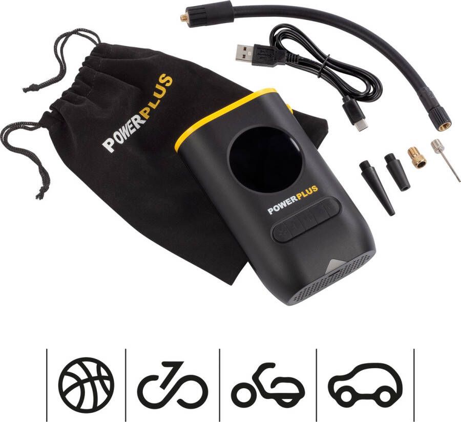Powerplus POWX1710 Luchtpomp 8V 4 mondstukken