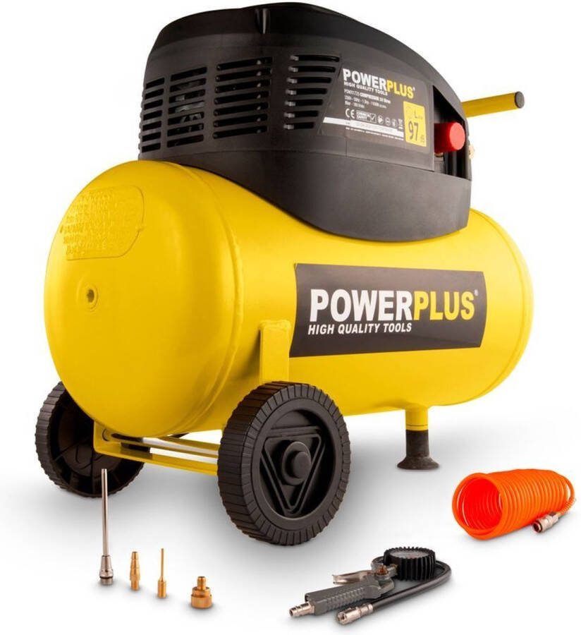 Powerplus POWX1730 Compressor Luchtcompressor 1100W 8 bar Olievrij 24L tankinhoud