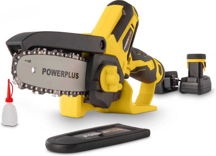 Powerplus Accu-mini-kettingzaag POWXG1045 Snoeizaag op batterij van 12 V met accu en lader zaagblad van 10 cm met 14 tuingereedschap