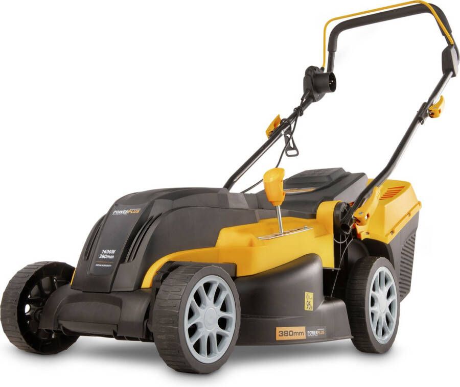 Powerplus POWXG6251 Elektrische grasmaaier Grasmachine voor kleine en middelgrote tuin 1600W Maaibreedte 380mm Verstelbare maaihoogte Mulching functie Incl. 40L opvangbak