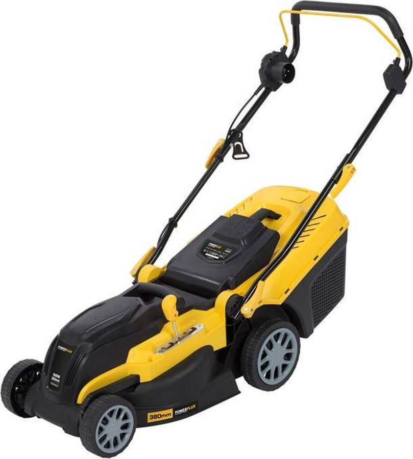 Powerplus POWXG6251 Elektrische grasmaaier Grasmachine voor kleine en middelgrote tuin 1600W Maaibreedte 380mm Verstelbare maaihoogte Mulching functie Incl. 40L opvangbak