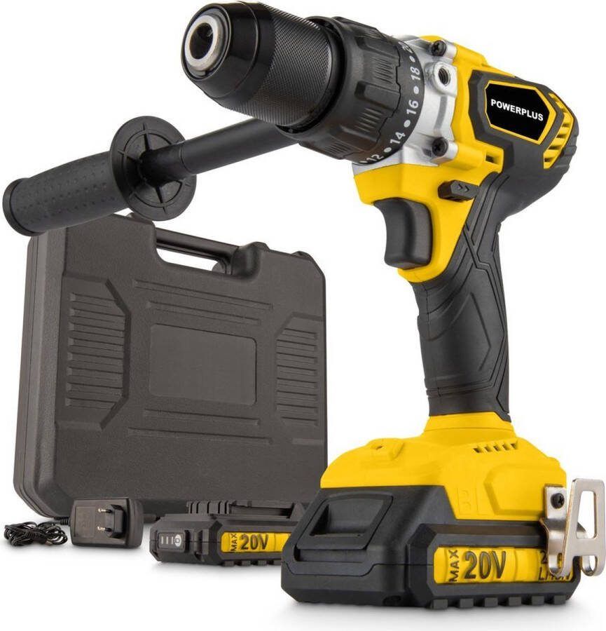 Powerplus Yellow POWX00530 20 V Borstelloos Schroef- klopboormachine borstelloos 20V 120Nm incl. 2 batterijen 20V 2.0Ah en lader