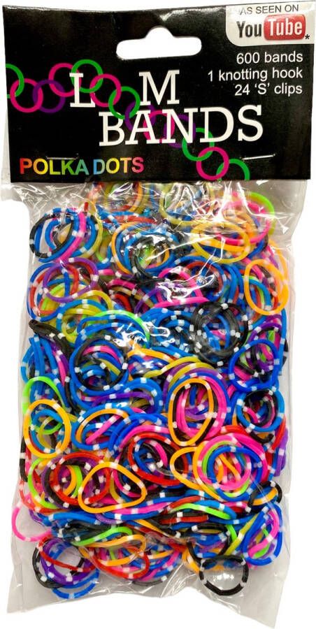 PPL Loom Bands Polka Dots 600 stuks 1 haaknaald 24 clips