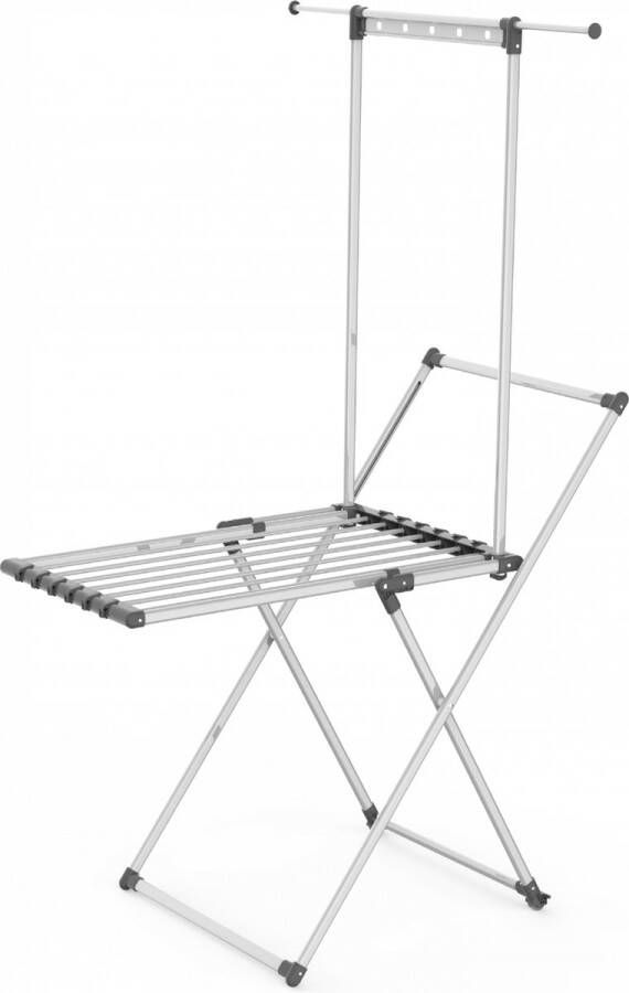 Practo Home Droogrek met stang Eveline met extra kledingrek en wieltjes 114.5x63.5x183.5 cm aluminium
