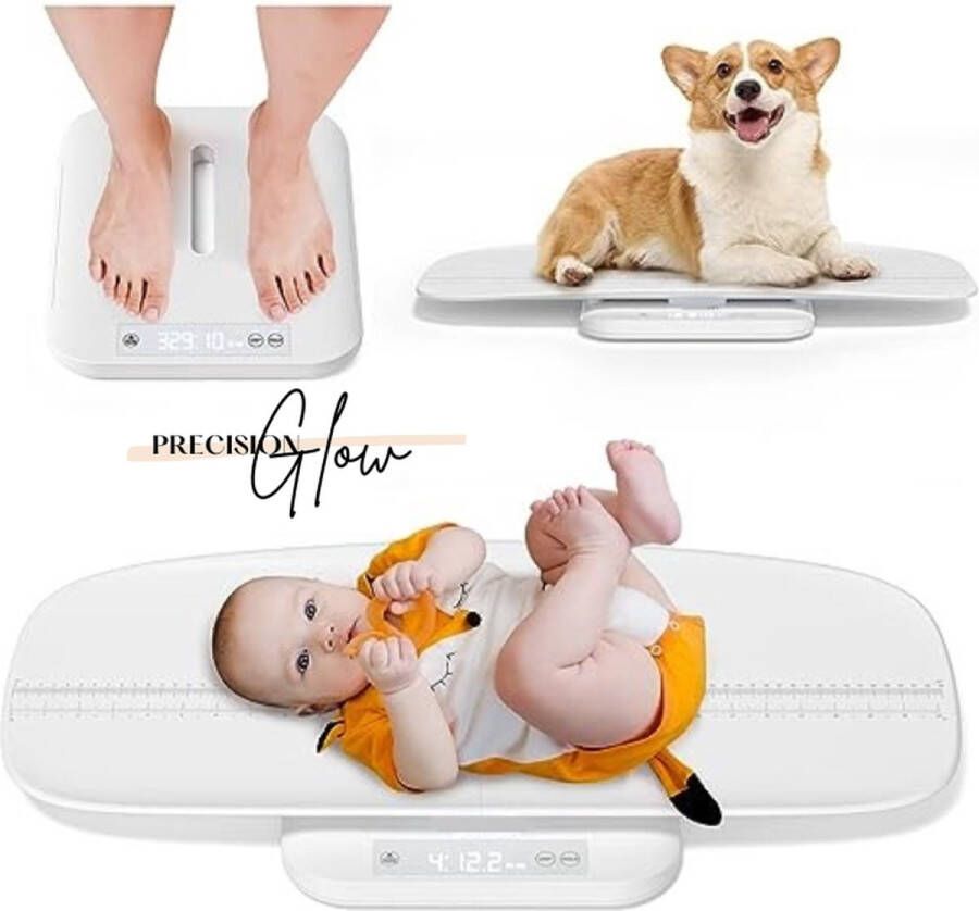 Precision Glow Baby Weegschaal Personen Weegschaal Dierenweegschaal tot 150 KG Lengte Meting Kraamcadeau Tot 10 Gram Precisie