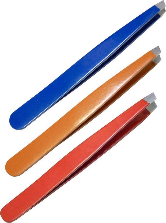Precizor Pincet Set Tweezer Epileer Pincet Schuine Zijde 3 Delig RVS PZ-1370