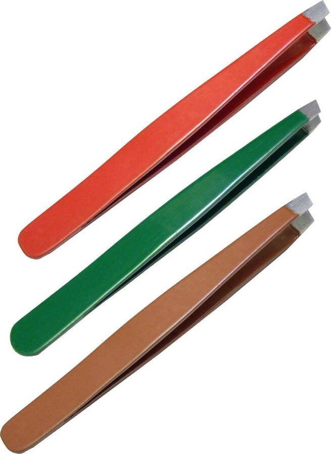 Precizor Pincet Set Tweezer Epileer Pincet Schuine Zijde 3 Delig RVS PZ-1372
