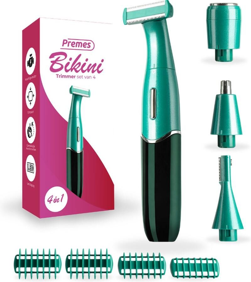 Premes 4 in 1 Bikinitrimmer Venus Trimmer Bikini Gezicht Oksels Benen Bikinilijn Wenkbrouw Trimmer Wenkbrauw Trimmer Gezichtsontharing Dames Intieme Zone Ladyshaves Bikini Ontharingsapparaat Electrisch