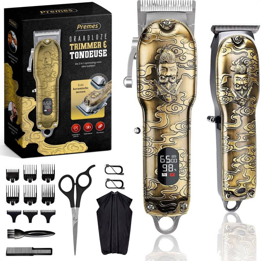Premes Professionele Draadloze Tondeuse Trimmer Haar Baard Tondeuse Mannen Hoofdhaar Haartrimmer Hair Tondeuse Cheveux Trimmer Baard Trimmerset Tondeuses Black Friday 2023 Sinterklaas Cadeautjes Deals