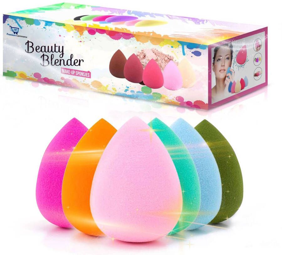 Premium Commerce Beauty Blender Make-up Sponsjes Spons 6 stuks Zacht & Perfecte vorm!