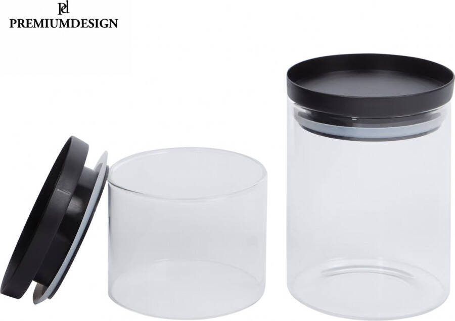 Premiumdesign – Glazen Voorraadpottenset – Stapelbare Voorraadpot – 2 delig voorraadbussen – 420 ml en 720 ml