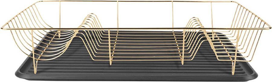 Present Time Afdruiprek Linea Verguld met Mat Zwarte tray 49x32x9 5cm Scandinavisch