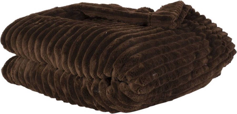 Present Time Deken Big Ribbed Velvet Chocolade Bruin 150x150cm Modern