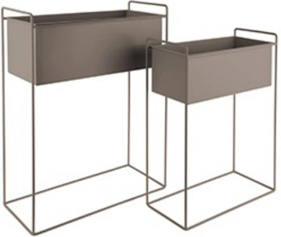 Present Time Bloempot Set Essence Straight Grijs 51x24x65cm Modern
