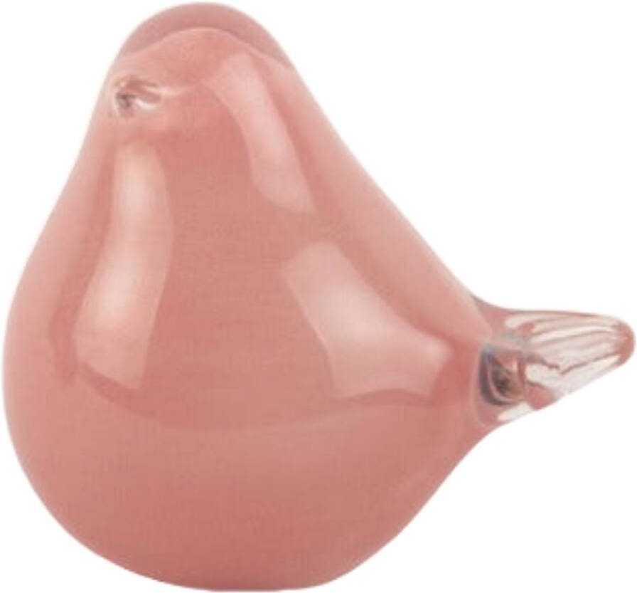 Present Time Decoratieve vogel van glas 'Bird' (Roze M)