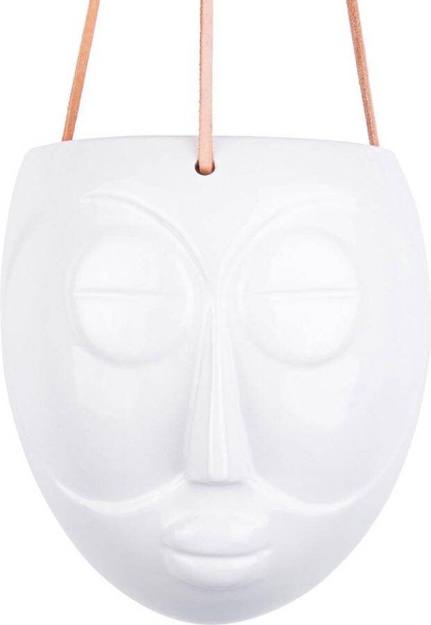 Present Time Hangende plantenpot Mask Glazuur Wit 16 5x13 6x17 9cm Scandinavisch