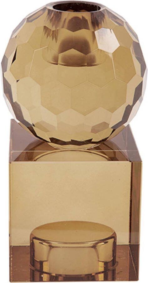 Present Time Kandelaar Crystal Art Vierkant Zandbruin Medium 5 9x5 9x11 3cm Scandinavisch