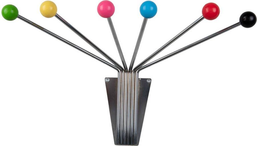 Present Time Kapstok Neptune Chrome w. Coloured Balls Large Multicolor 52x22x11.5cm Modern