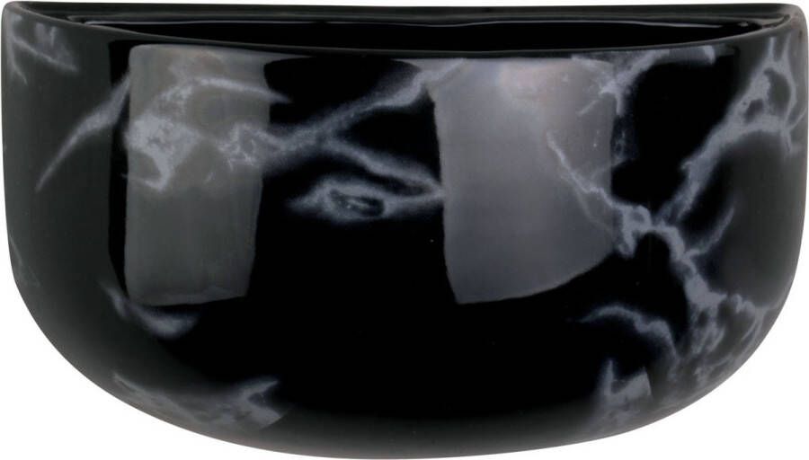 Present Time Muur plantenpot Oval Wide Marmerprint Zwart 10 8x9 5cm