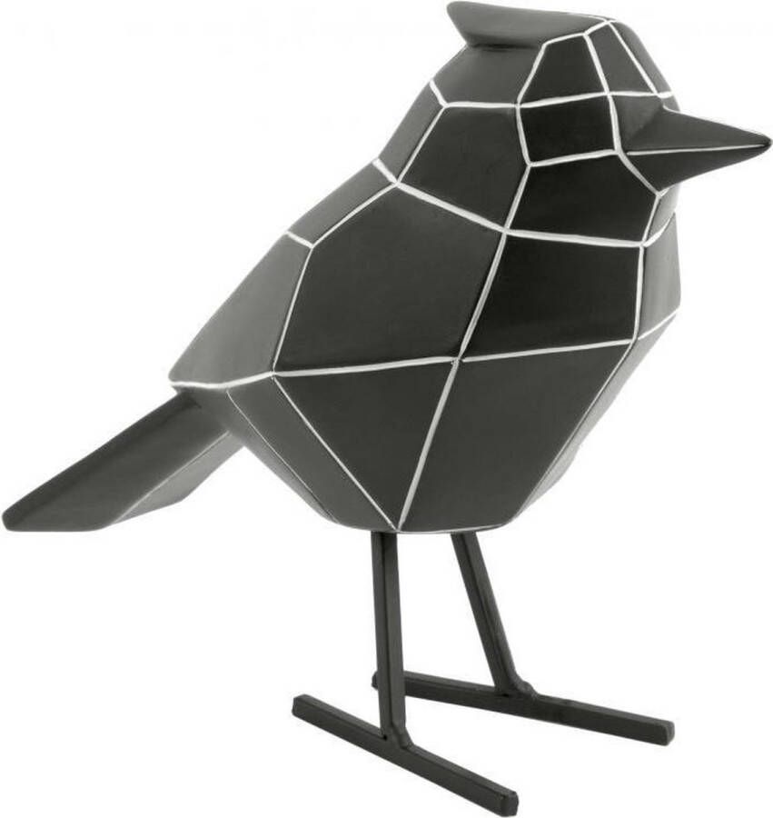 Present Time Ornament Bird Polyresin Zwart Witte strepen Large 18x9x22 5cm