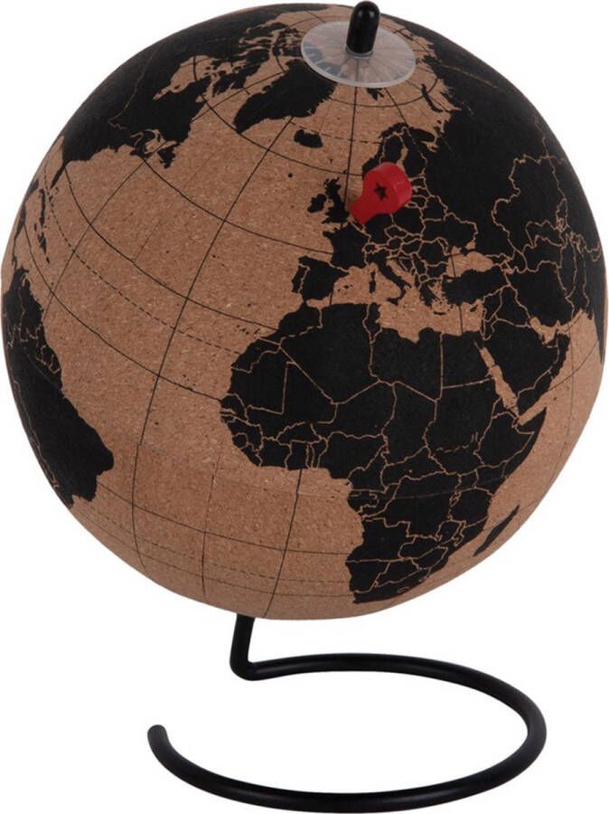 Present Time Ornament World Globe Medium Zwart Ø15cm Modern