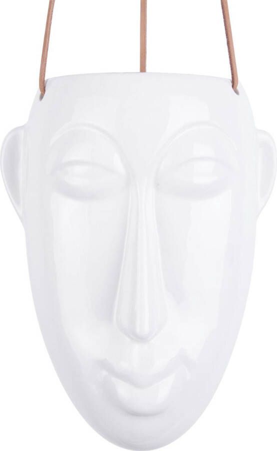 Present Time Hangende plantenpot Mask Glazuur Wit Lang 12 5x17 3x22 3cm Scandinavisch