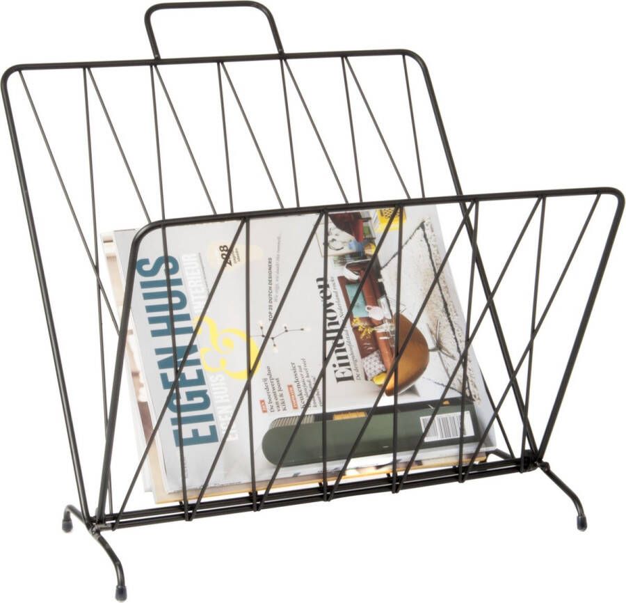 Present Time Tijdschriftenrek Diamond Raster Metaal mat Zwart 40x26 5x45cm Scandinavisch
