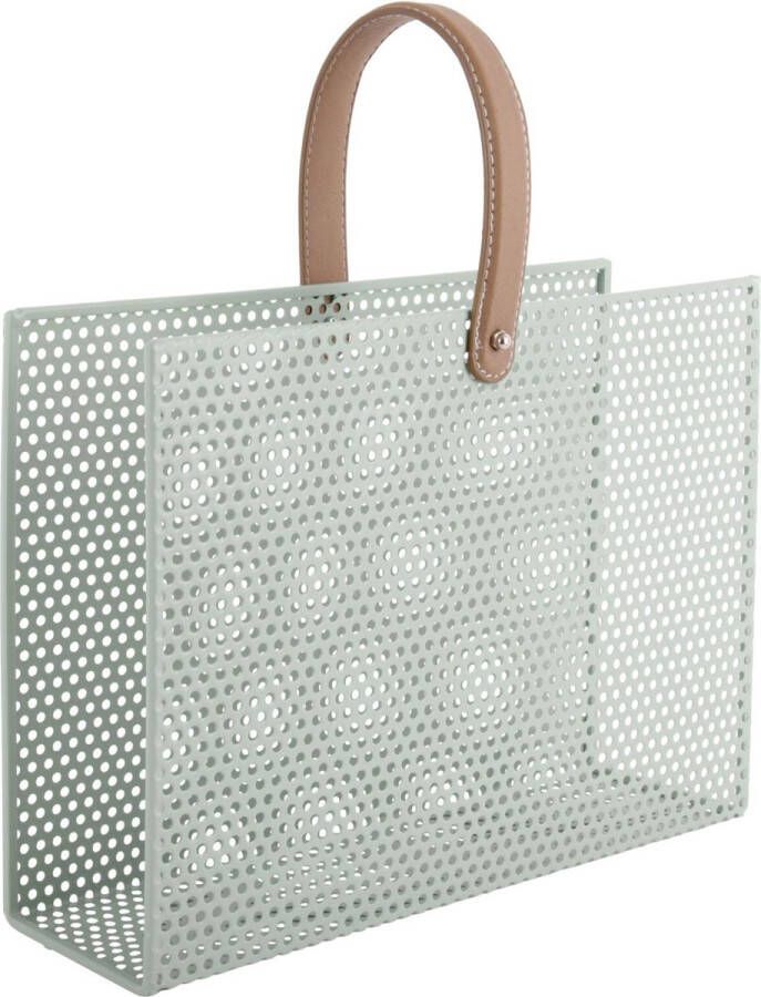 Present Time Tijdschriftenrek Perky Mesh IJzer Grijs Groen 30x33x9cm Scandinavisch