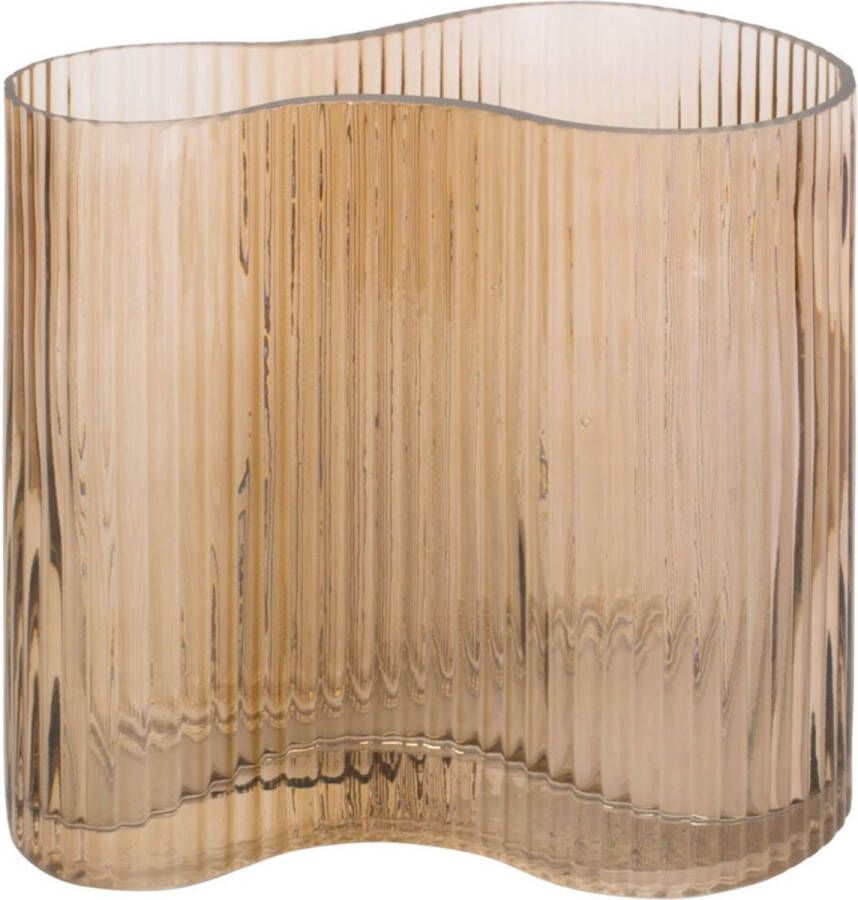 Present Time Vaas Allure Wave Glas Zandbruin 12x18cm Modern
