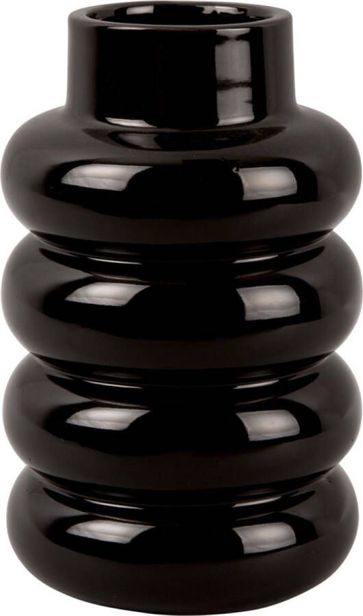 Present Time Vaas Bobbly Glazed Zwart Ø15x24cm Scandinavisch Modern