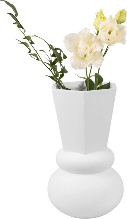 Present Time Vase Geo Crown polyresin white