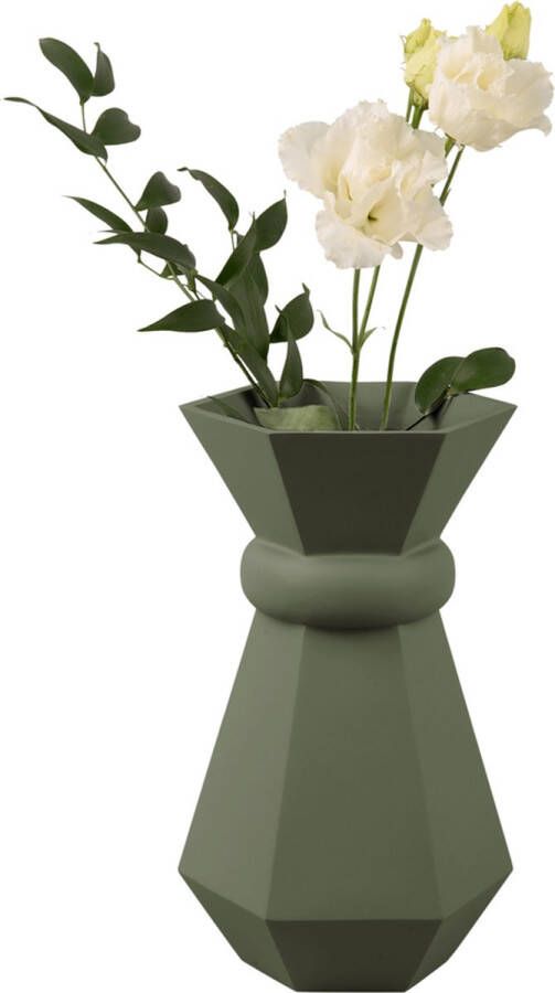 Present Time Vase Geo Queen polyresin jungle green